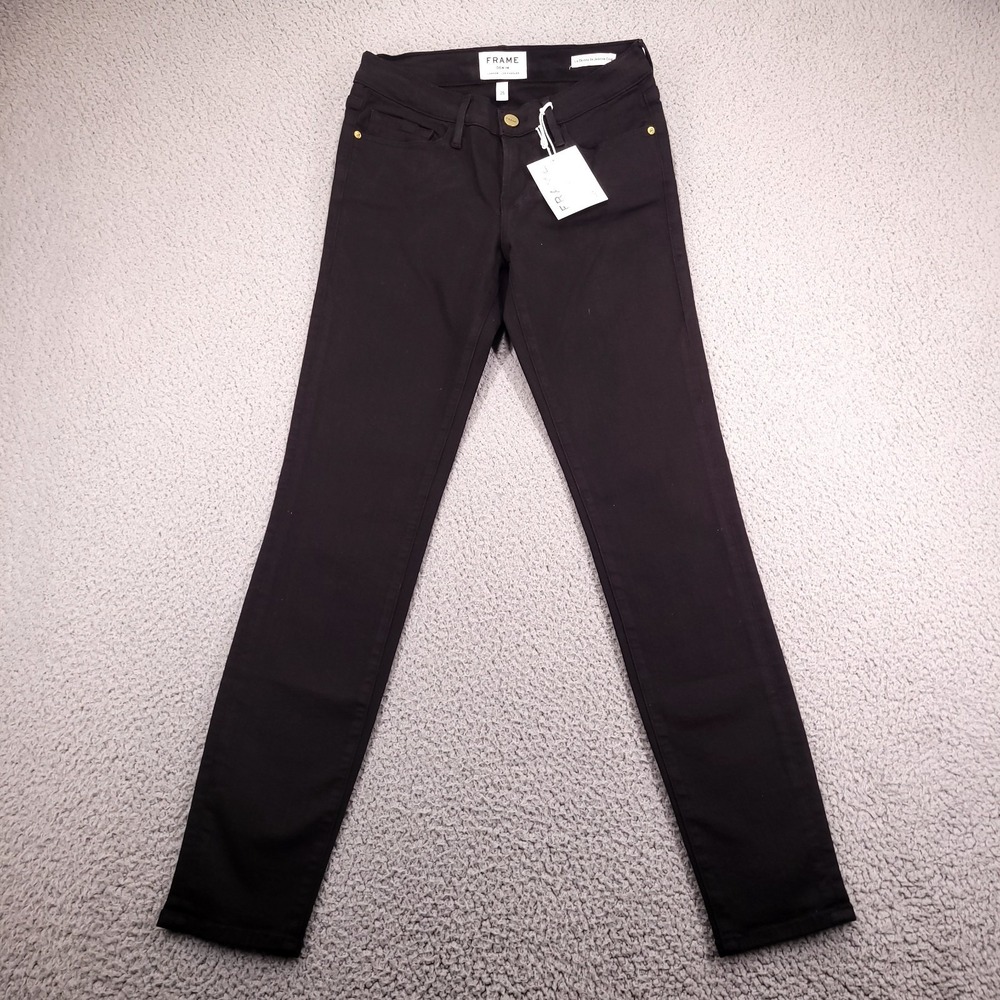 FRAME Jeans Womens Size 25 Le Skinny De Jeanne Crop Film Noir Black Denim NEW